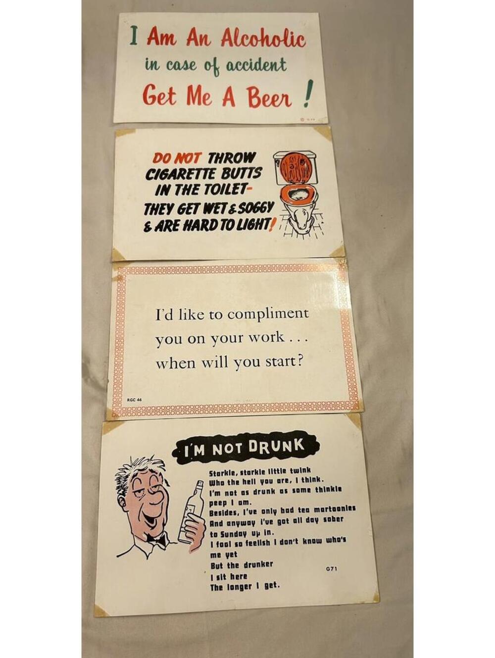 Vintage 1944 Keep Smiling Cards Humor Postcard Lot of 4 Cards Collectible